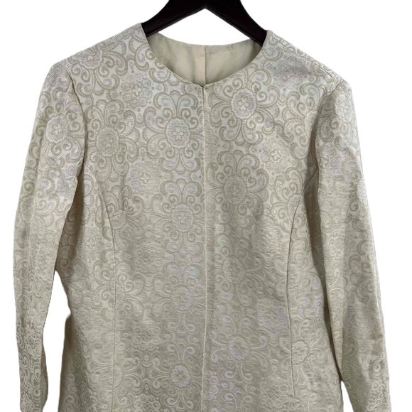 Vintage Cream Brocade Midi Evening Overcoat Womens Med / Large (estimated) - Picture 4 of 9